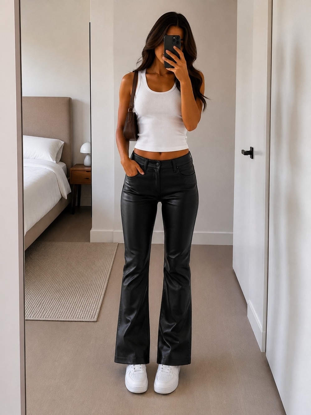 Hollister Women's Black Faux Leather Flare Jeans Size 27